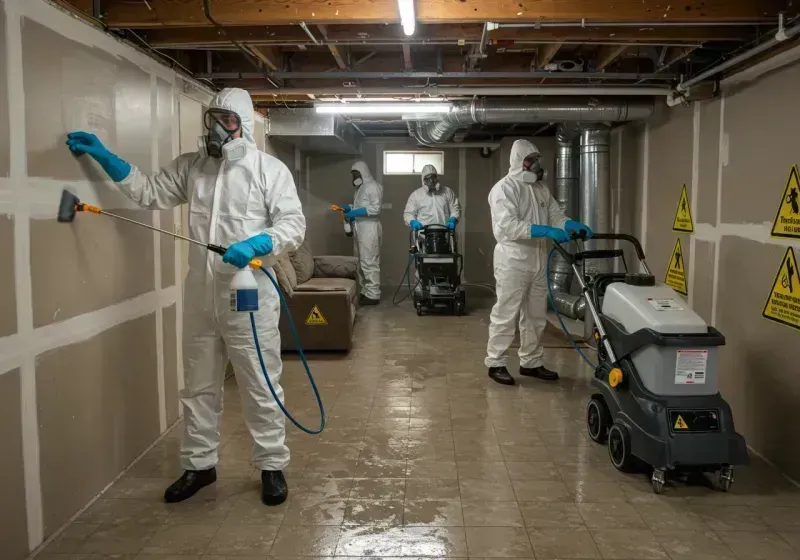 Basement Moisture Removal and Structural Drying process in Springville, AL